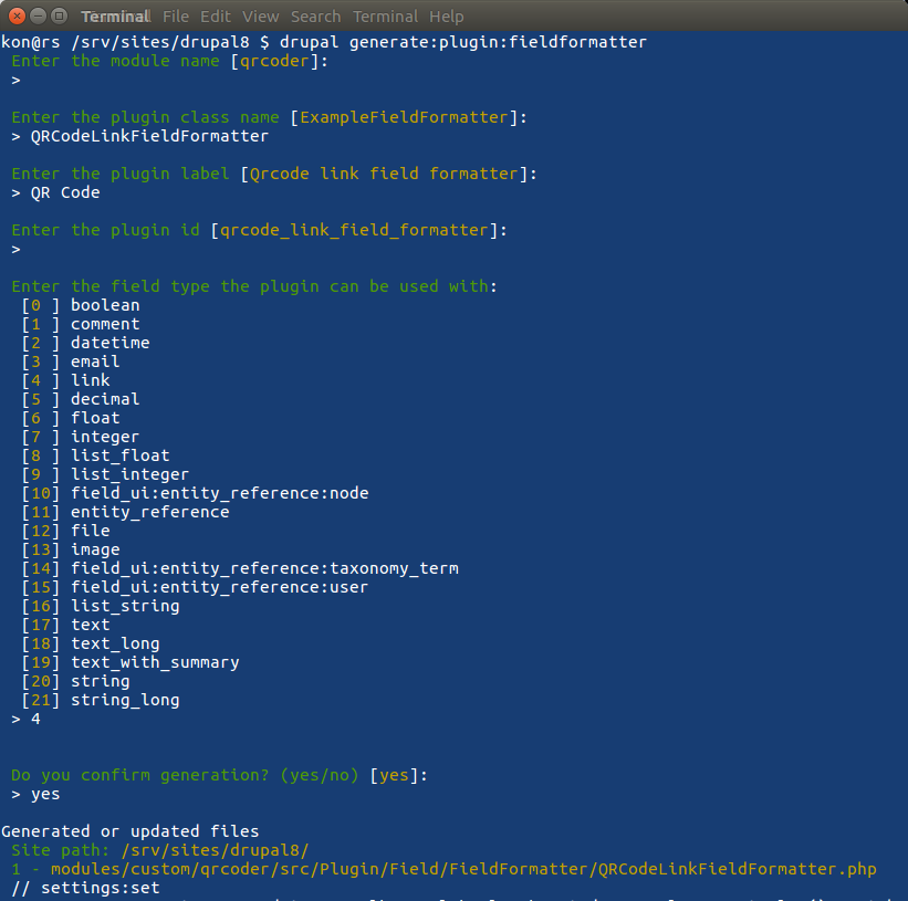 drupal generate:plugin:fieldformatter